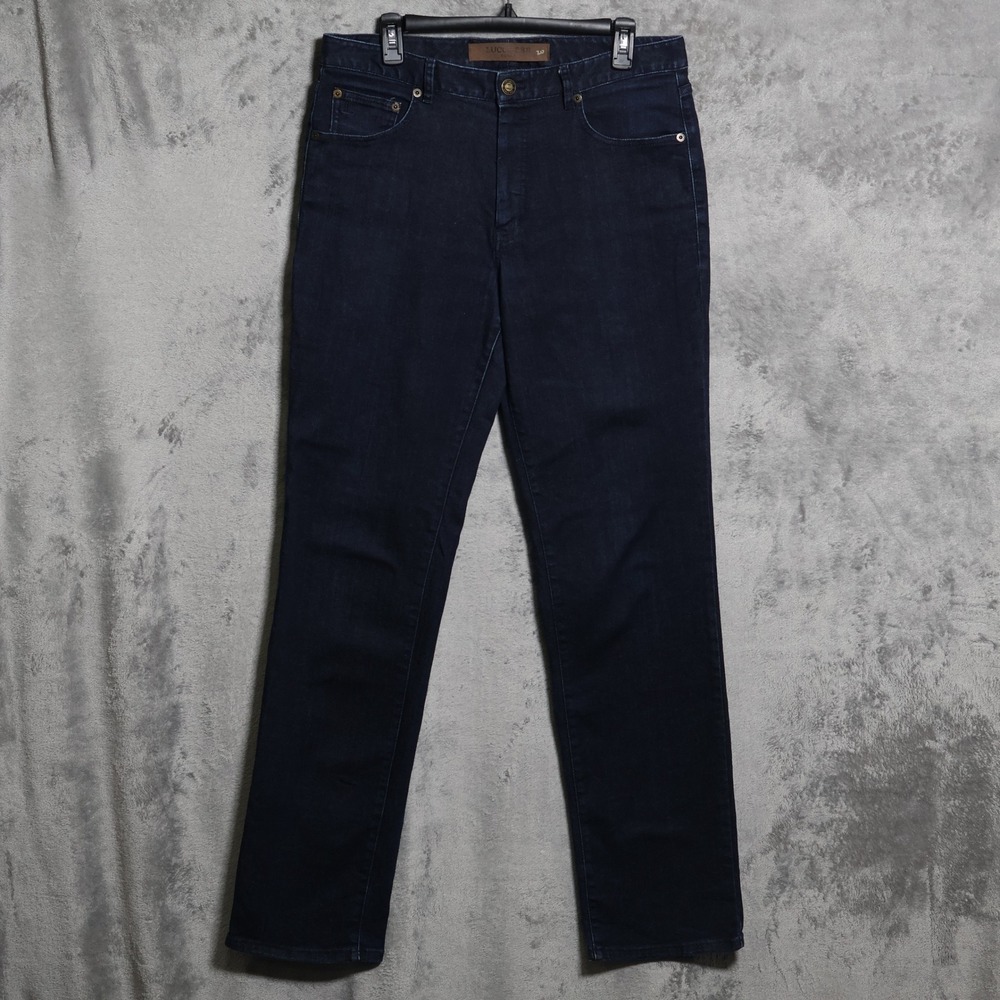 Lucchese Jeans Men 33x34 Dark Indigo Blue Classic Stretch Straight Denim Western